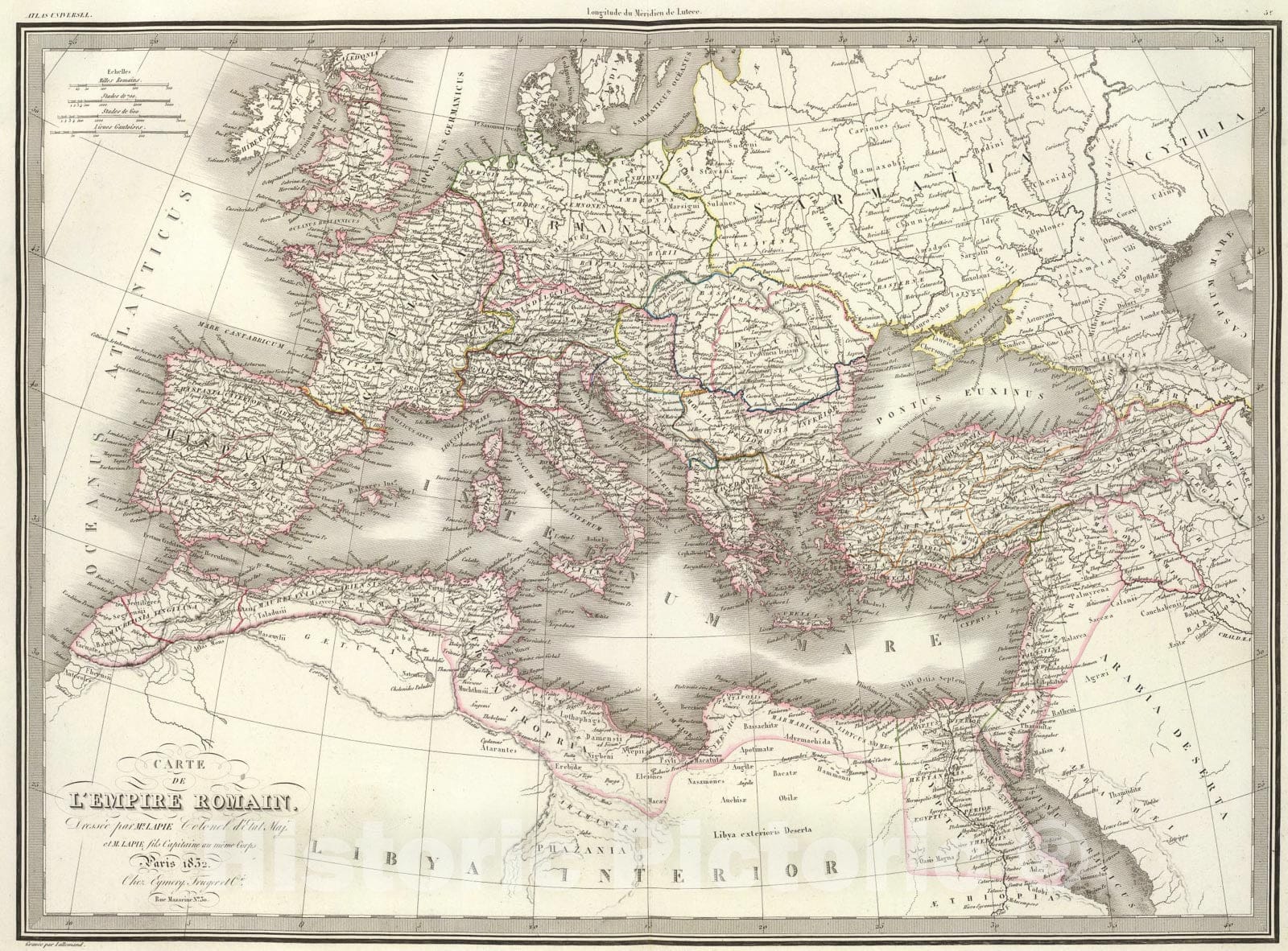 Historic Map : L'Empire Romain., 1832, Vintage Wall Art