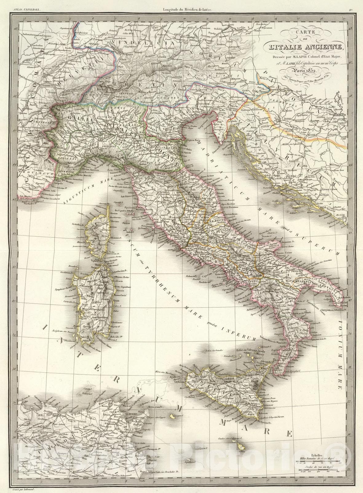 Historic Map : Italie ancienne., 1832, Vintage Wall Art