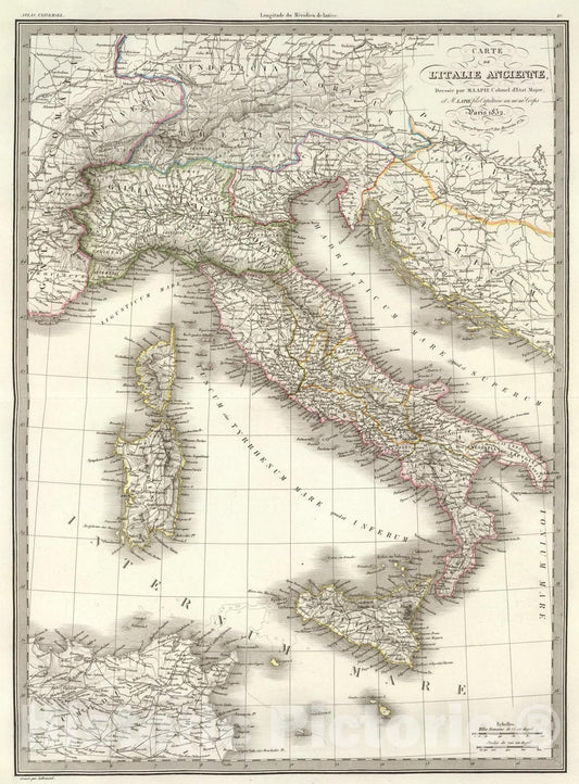 Historic Map : Italie ancienne., 1832, Vintage Wall Art