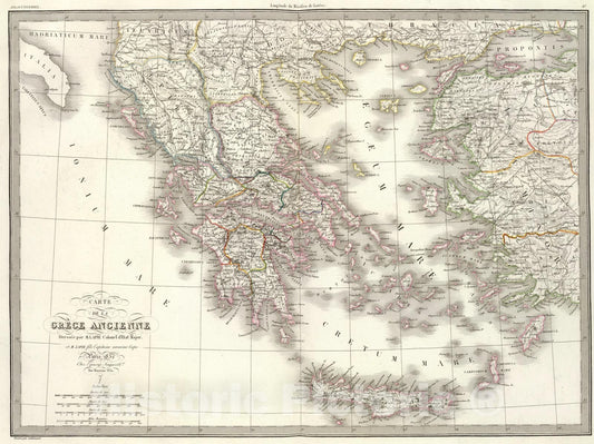 Historic Map : Grece ancienne., 1832, Vintage Wall Art
