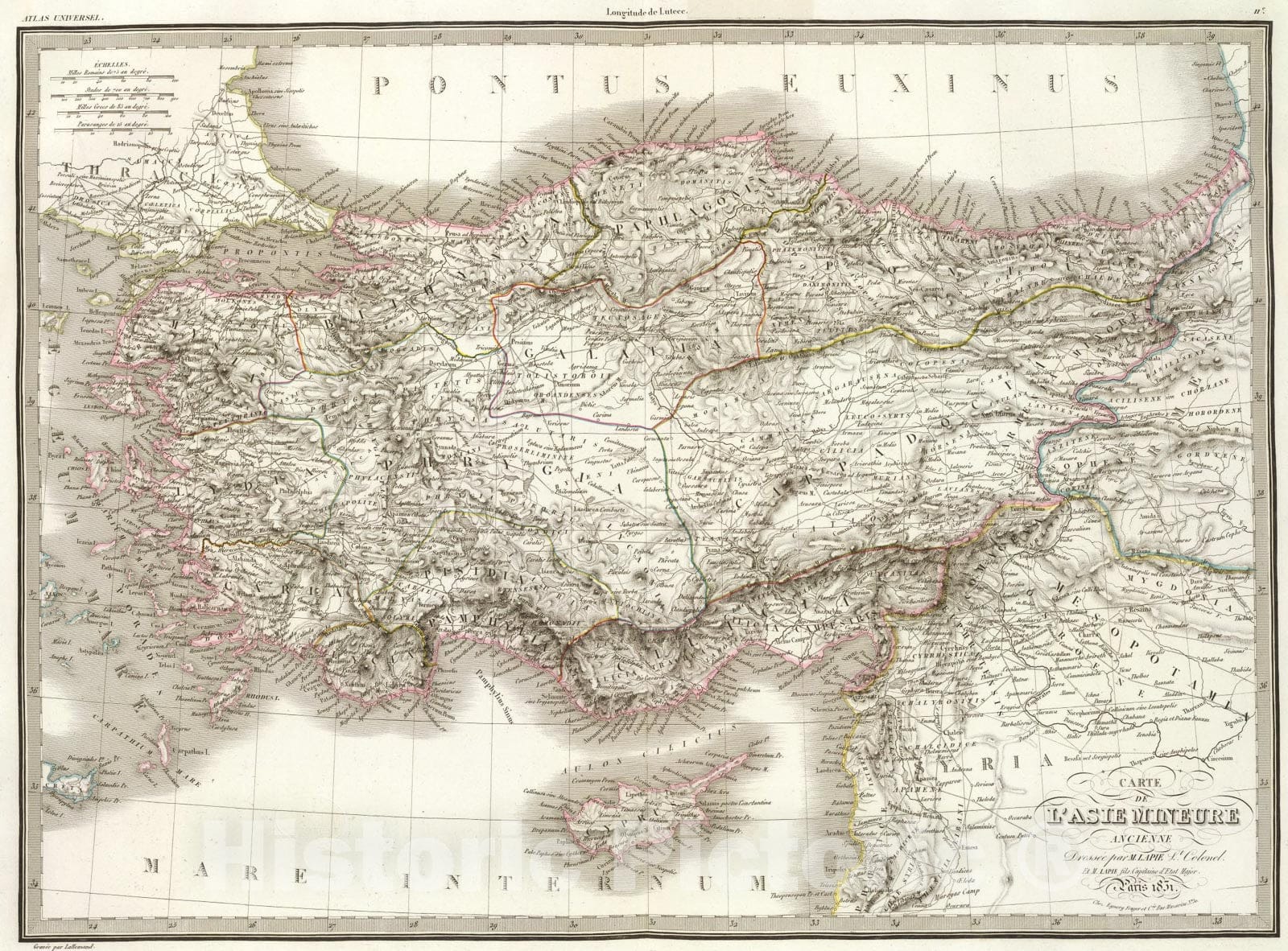 Historic Map : Asie Mineure ancienne., 1831, Vintage Wall Art