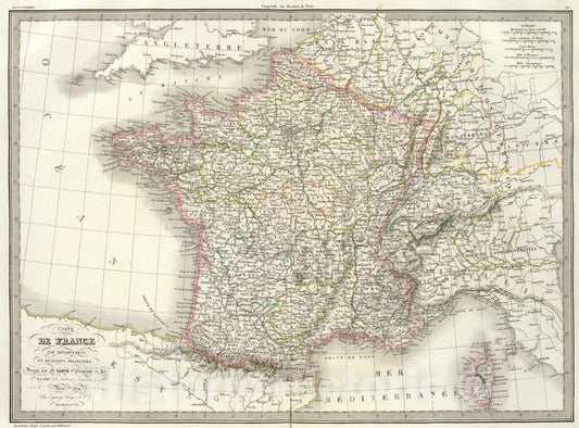 Historic Map : France., 1829, Vintage Wall Art