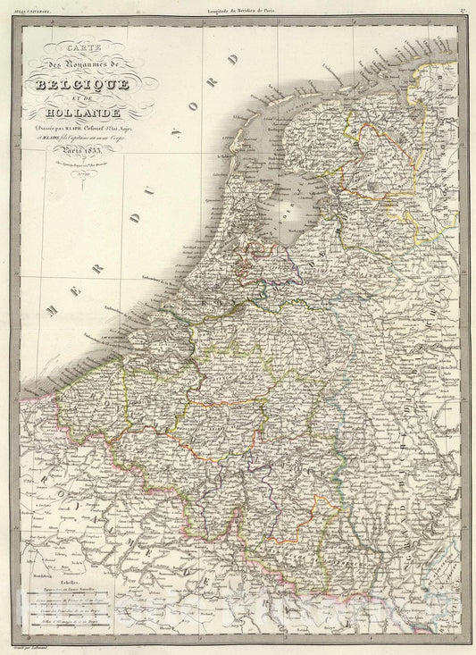 Historic Map : Belgique, Hollande., 1833, Vintage Wall Art