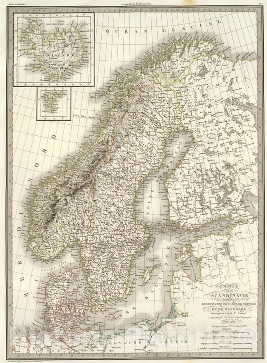 Historic Map : La Scandinavie., 1830, Vintage Wall Art