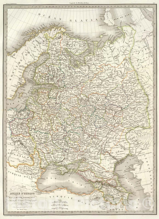 Historic Map : Russie d'Europe., 1830, Vintage Wall Art