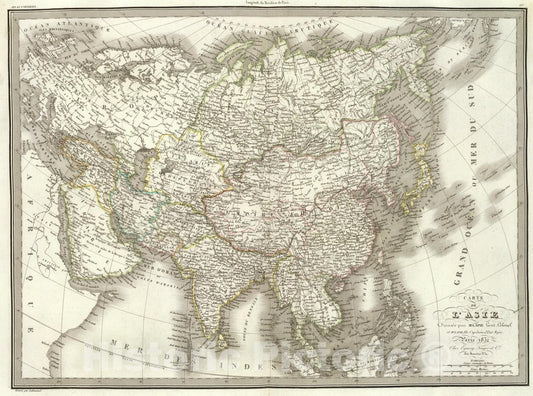 Historic Map : L'Asie., 1832, Vintage Wall Art