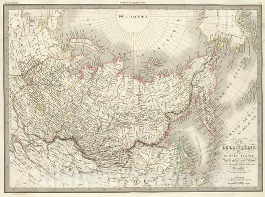 Historic Map : Siberie, Russie d'Asie., 1832, Vintage Wall Art