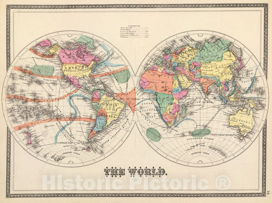 Historic Map : The world., 1873, Vintage Wall Art