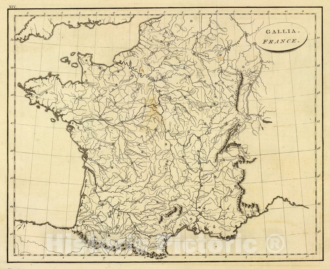 Historic Map : France (outline), 1804, Vintage Wall Art