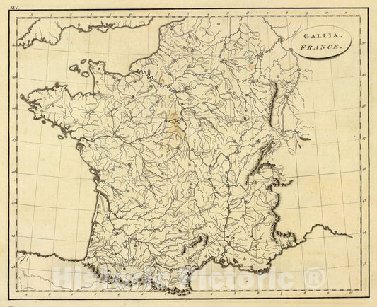 Historic Map : France (outline), 1804, Vintage Wall Art