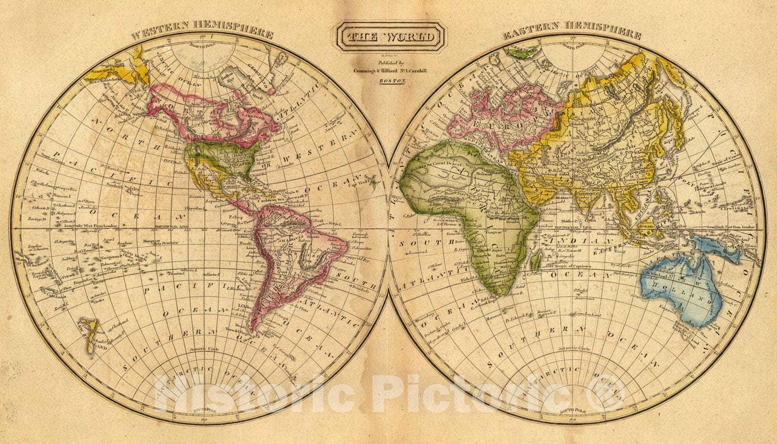 Historic Map : World., 1821, Vintage Wall Art