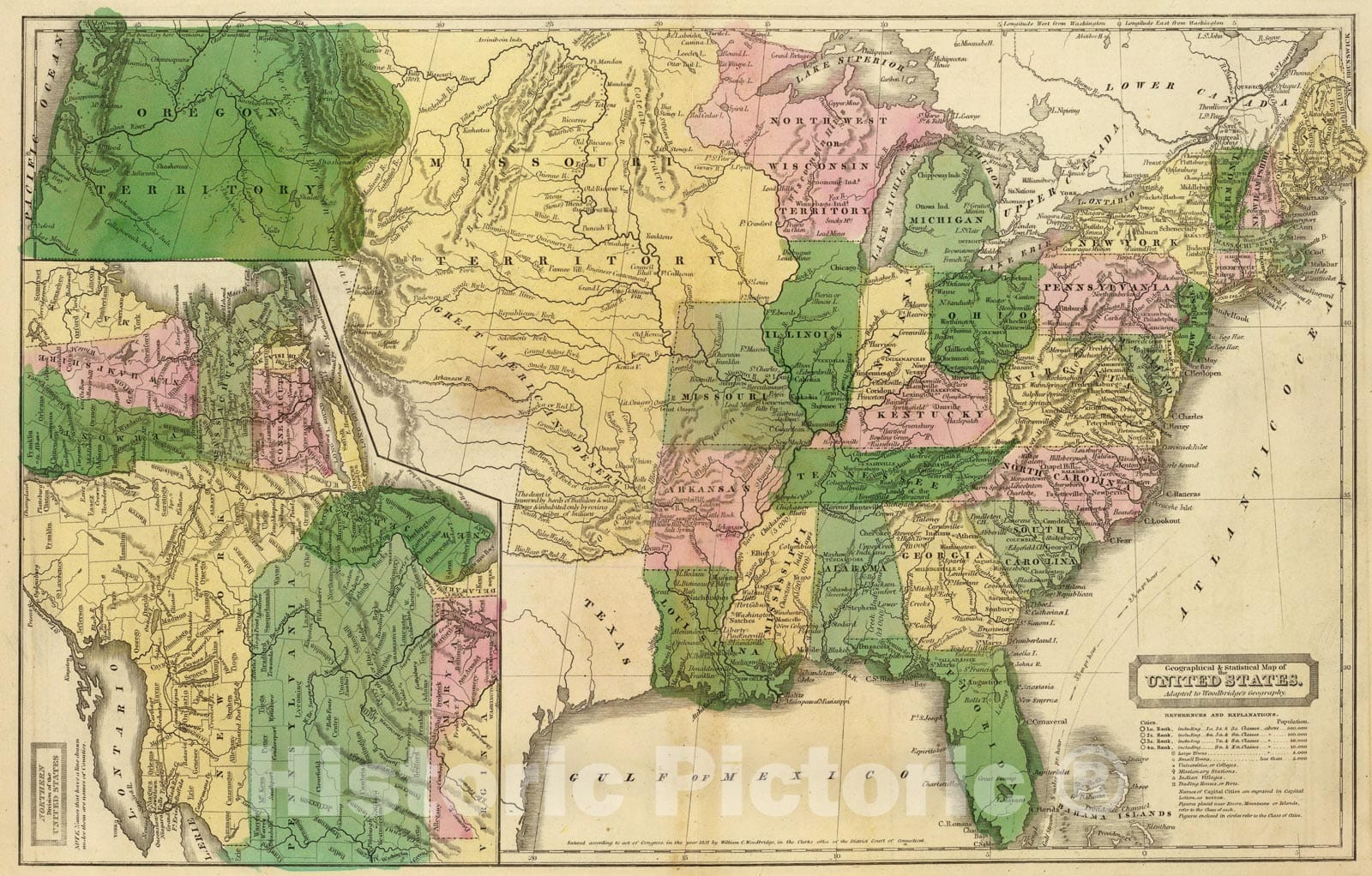 Historic Map : United States., 1837, Vintage Wall Art