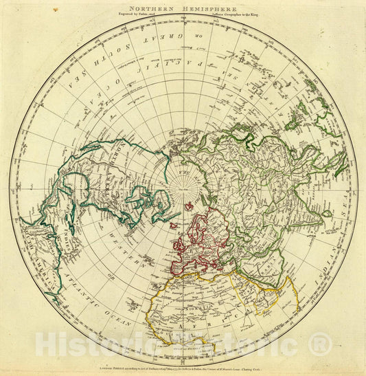Historic Map : N. Hemisphere., 1775, Vintage Wall Art