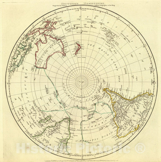 Historic Map : S. Hemisphere., 1775, Vintage Wall Art