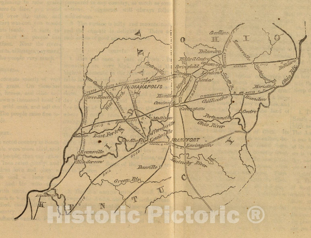 Historic Map : (Indiana, Ohio, Kentucky), 1863, Vintage Wall Art