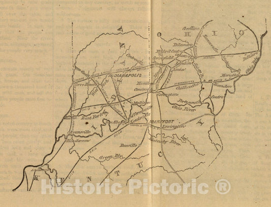 Historic Map : (Indiana, Ohio, Kentucky), 1863, Vintage Wall Art