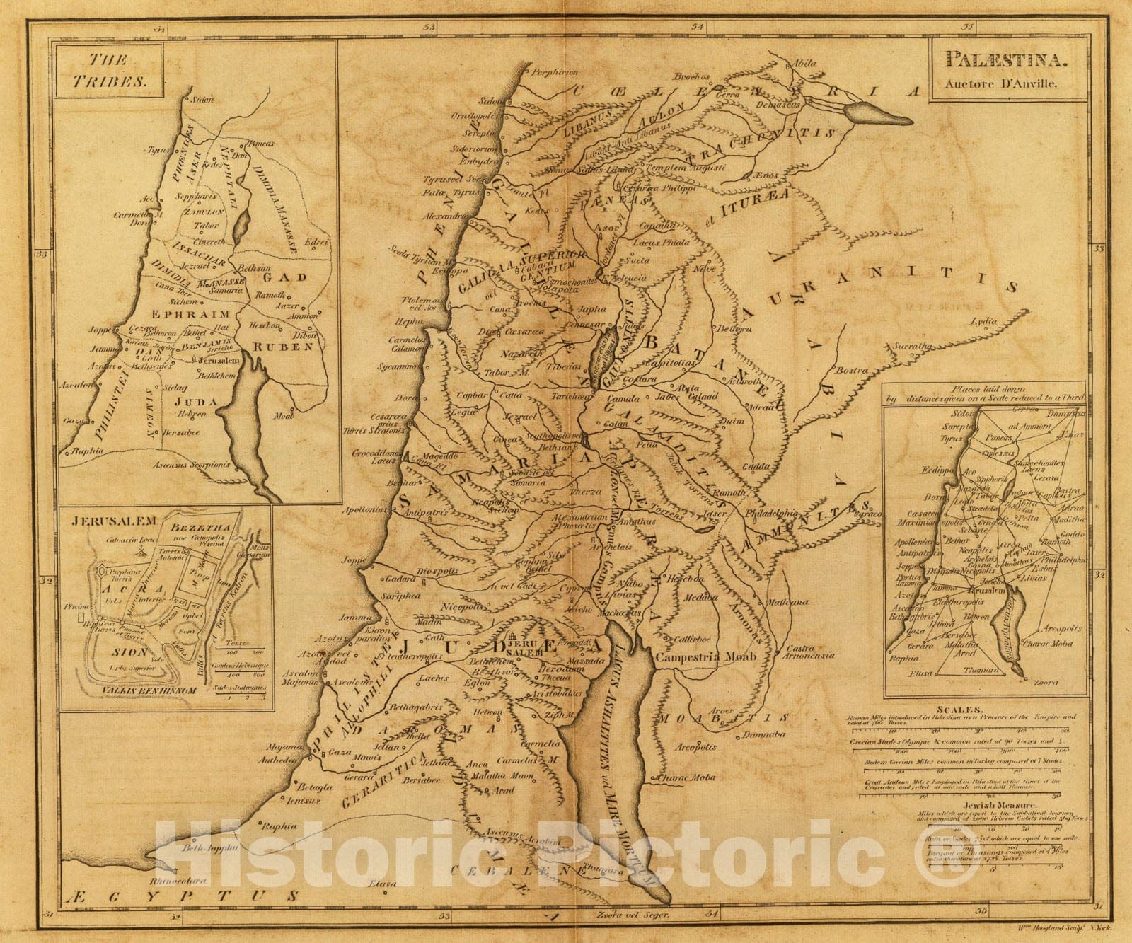 Historic Map : Palaestina., 1814, Vintage Wall Art