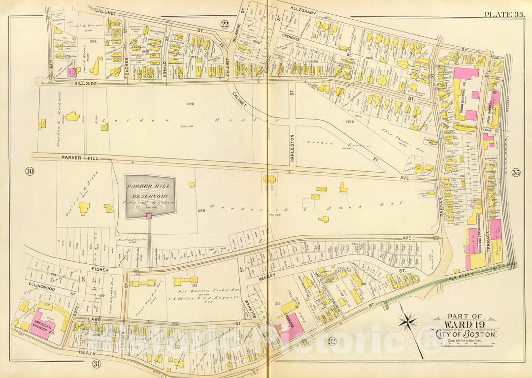Historic Map : 33. Ward 19., 1895, Vintage Wall Art