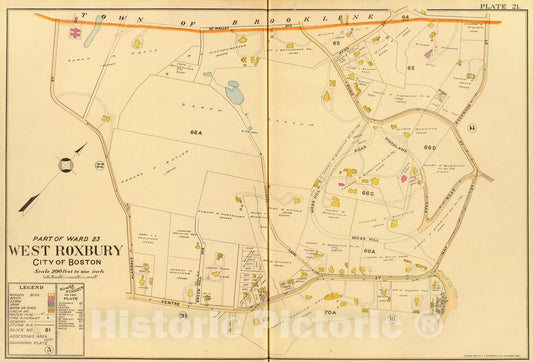 Historic Map : 21. Ward twenty-three West Roxbury., 1899, Vintage Wall Art