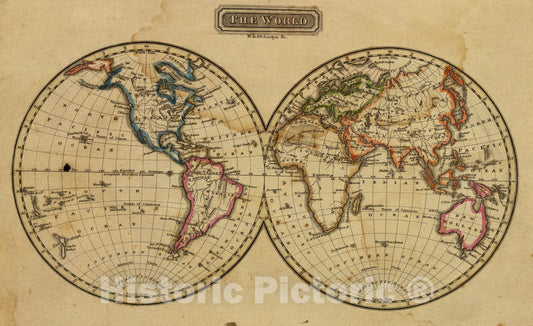 Historic Map : The world., 1820, Vintage Wall Art