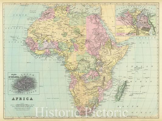 Africa with Lower Egypt and Saint Helena - Railroad Map, 1890