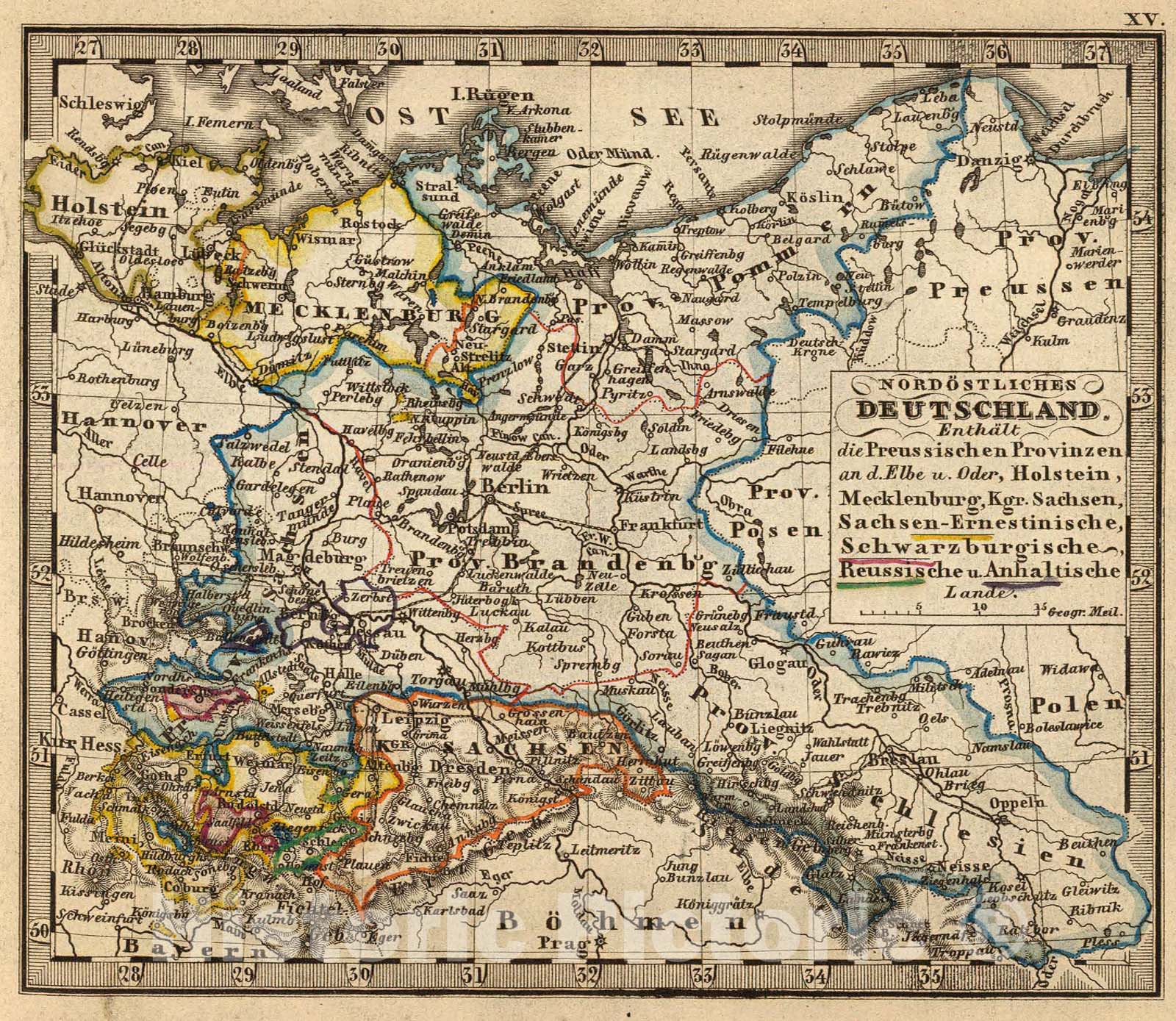 Historic Map : NO Deutschland., 1852, Vintage Wall Art