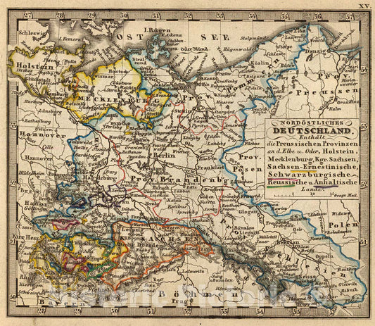 Historic Map : NO Deutschland., 1852, Vintage Wall Art