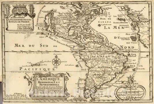 Historic Map : L'Amerique., 1717, Vintage Wall Art