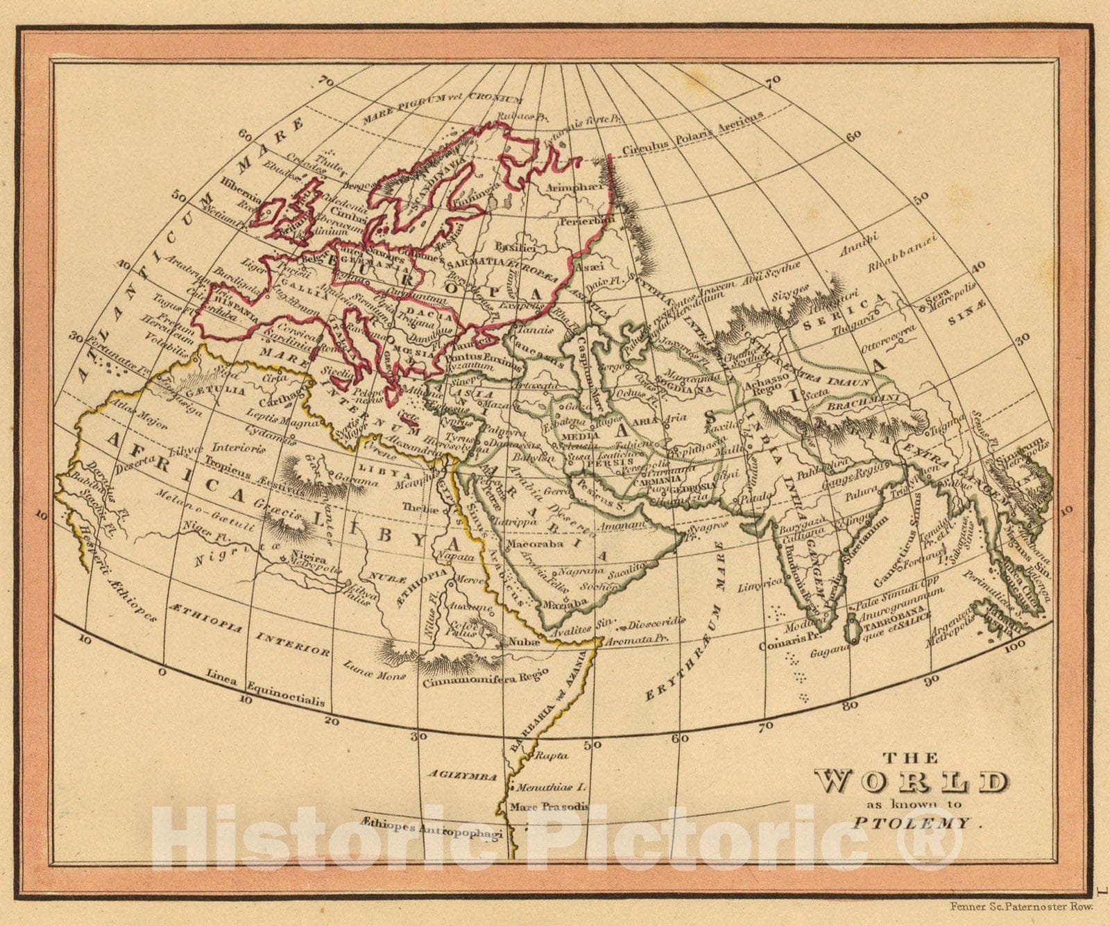 Historic Map : World as known to Ptolemy., 1835, Vintage Wall Art