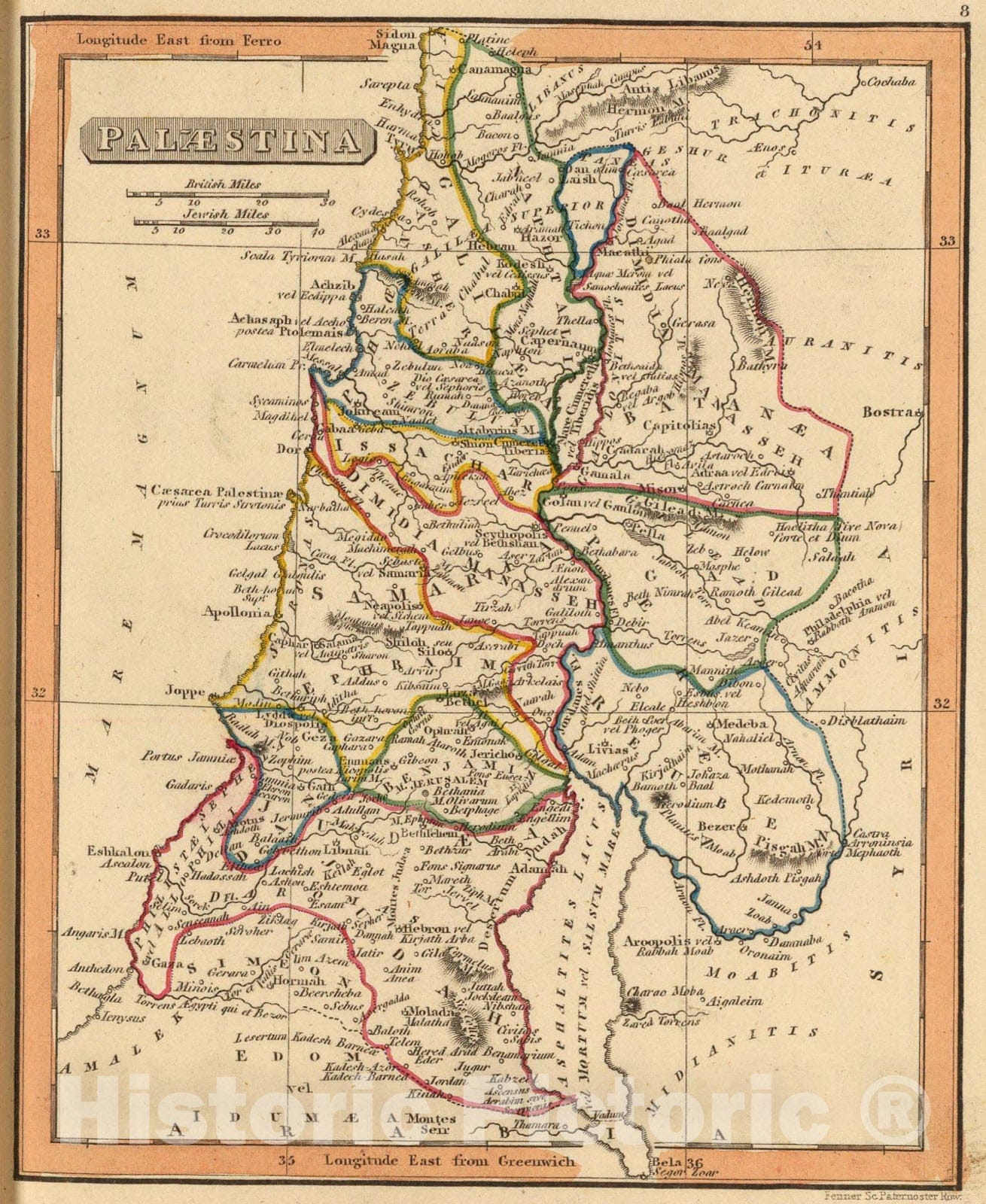 Historic Map : Palaestina., 1835, Vintage Wall Art