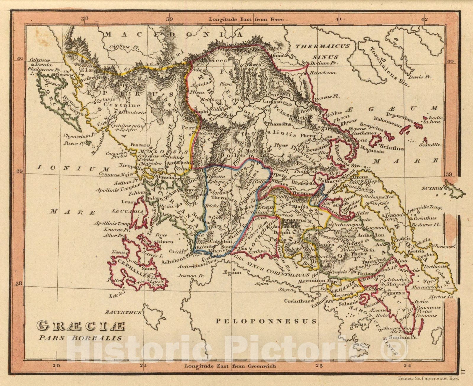 Historic Map : Graeciae pars borealis., 1835, Vintage Wall Art