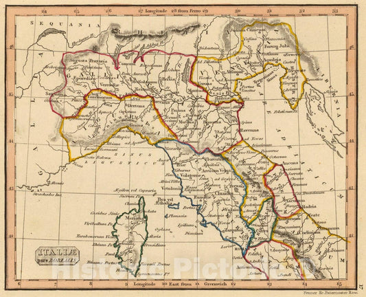 Historic Map : Italiae pars borealis., 1835, Vintage Wall Art