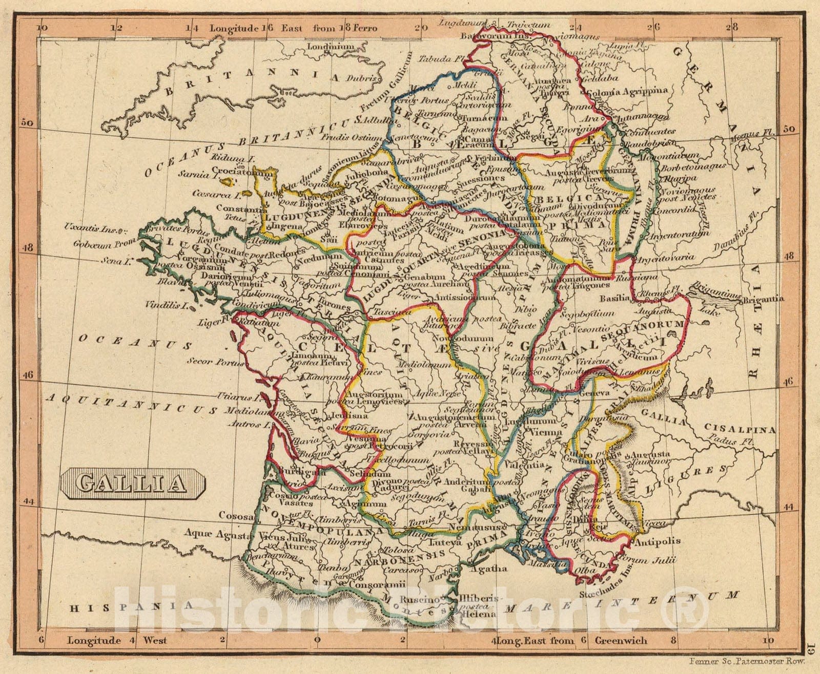 Historic Map : Gallia., 1835, Vintage Wall Art