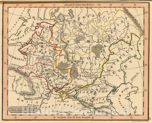 Historic Map : Sarmatia., 1835, Vintage Wall Art