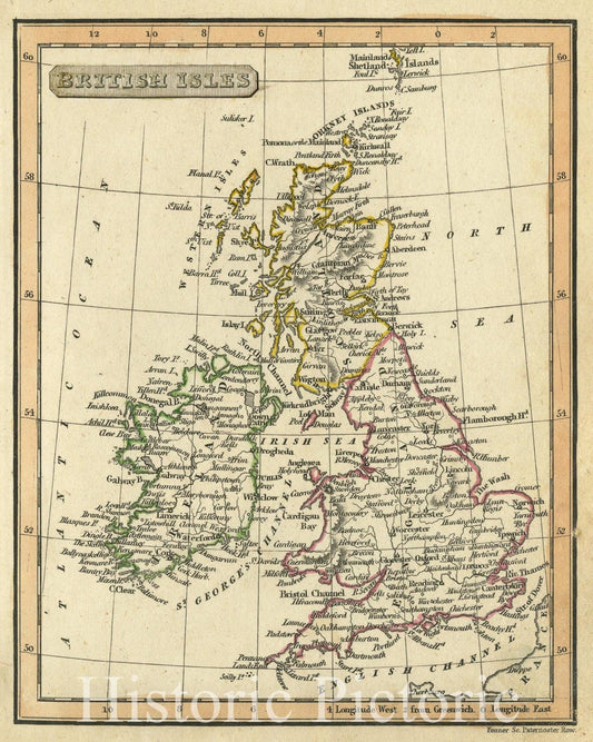 British Isles, 1835 - Historical Map Print