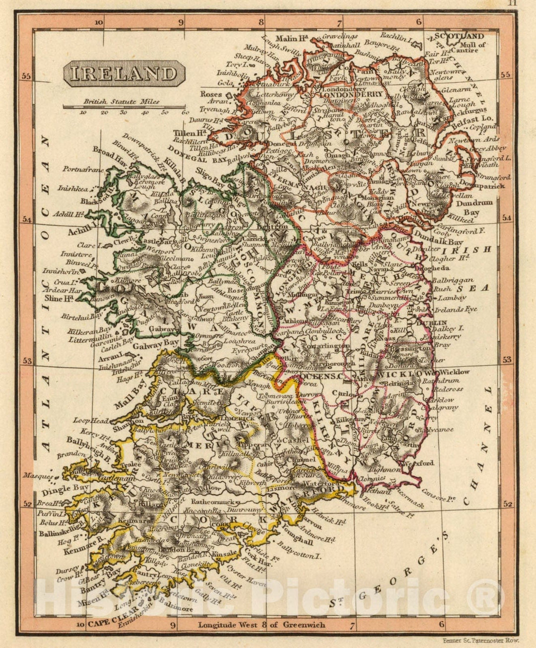Historic Map : Ireland., 1835, Vintage Wall Art