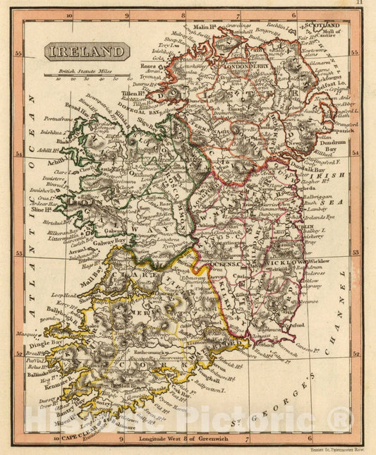 Historic Map : Ireland., 1835, Vintage Wall Art