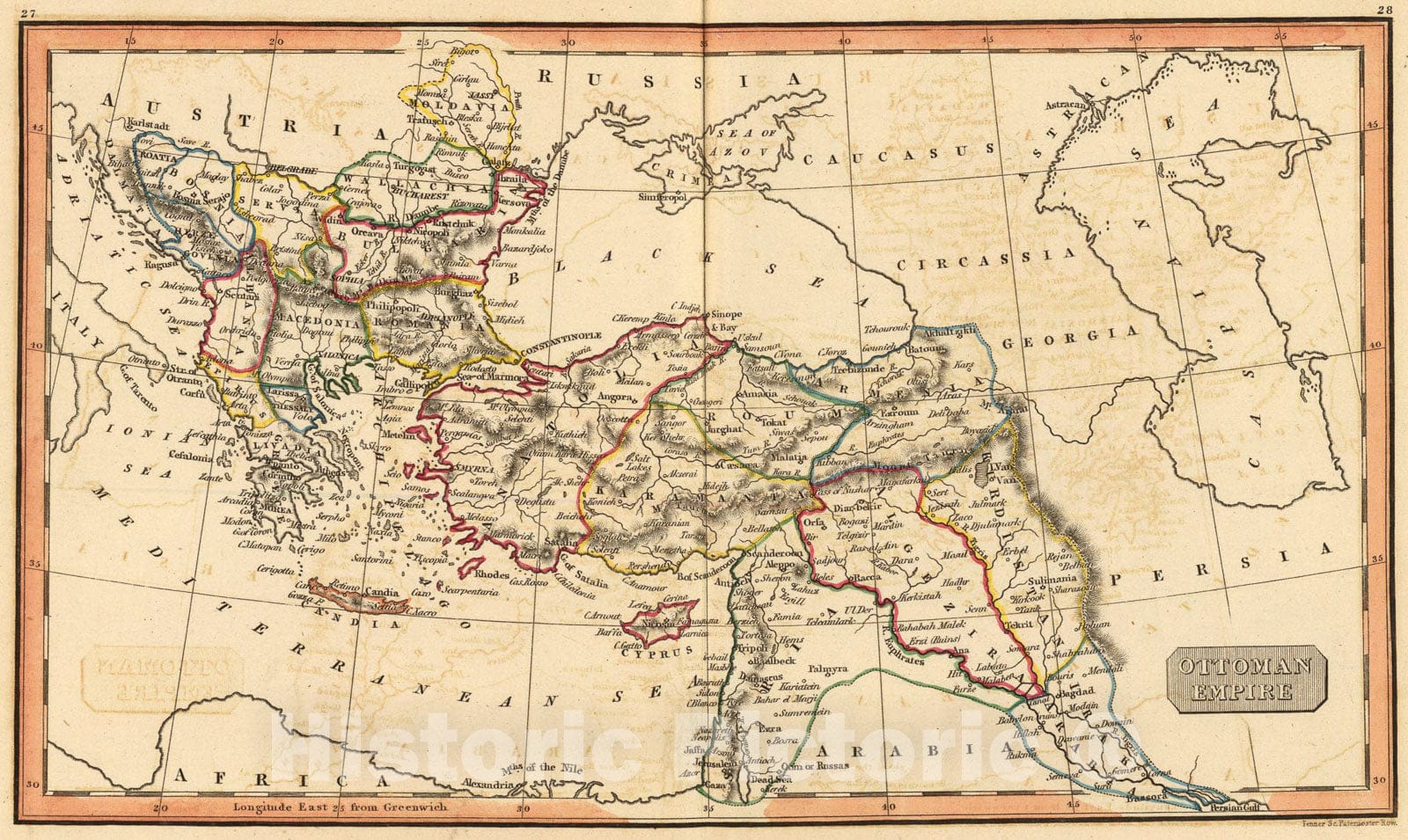 Historic Map : Ottoman Empire., 1835, Vintage Wall Art
