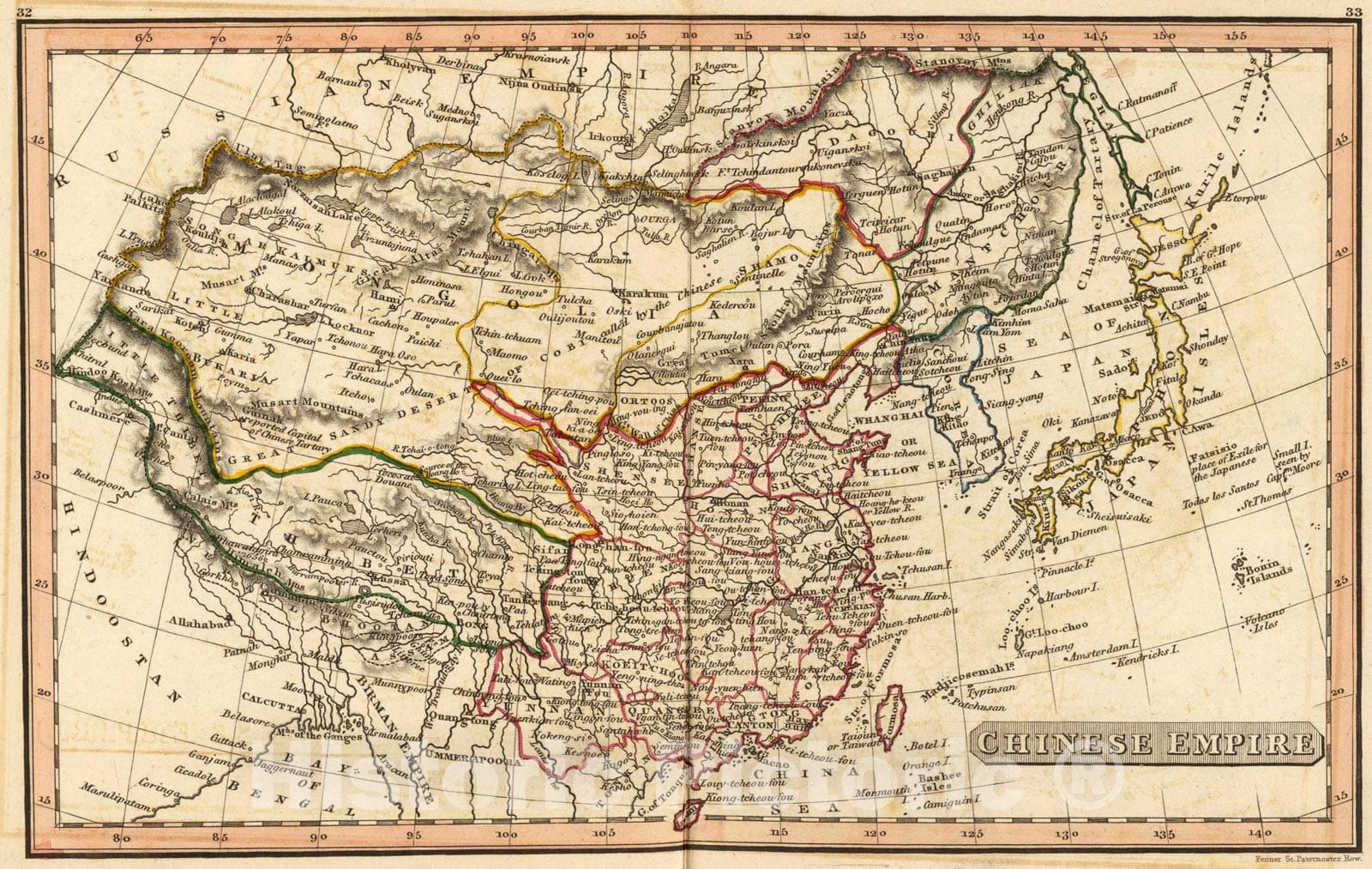 Historic Map : Chinese Empire., 1835, Vintage Wall Art