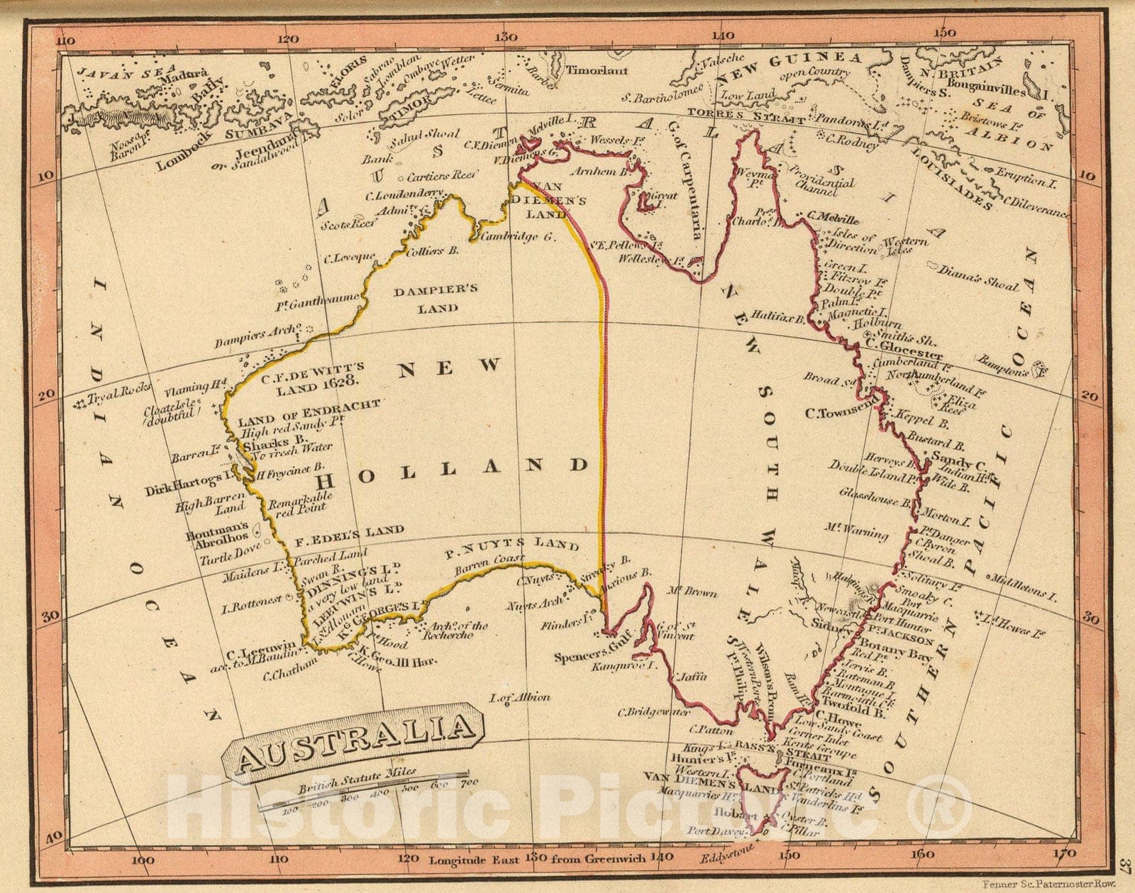 Historic Map : Australia., 1835, Vintage Wall Art