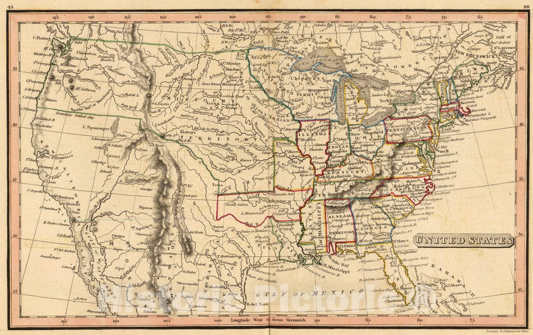 Historic Map : United States., 1835, Vintage Wall Art