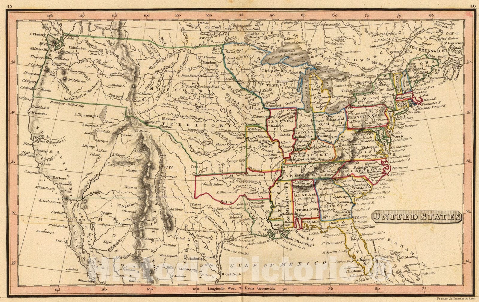 Historic Map : United States., 1835, Vintage Wall Art