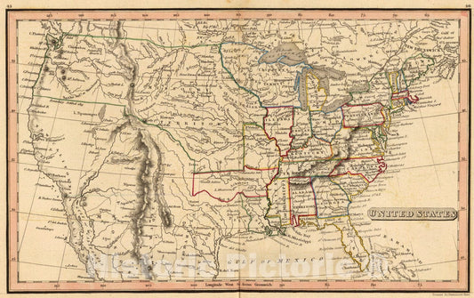 Historic Map : United States., 1835, Vintage Wall Art
