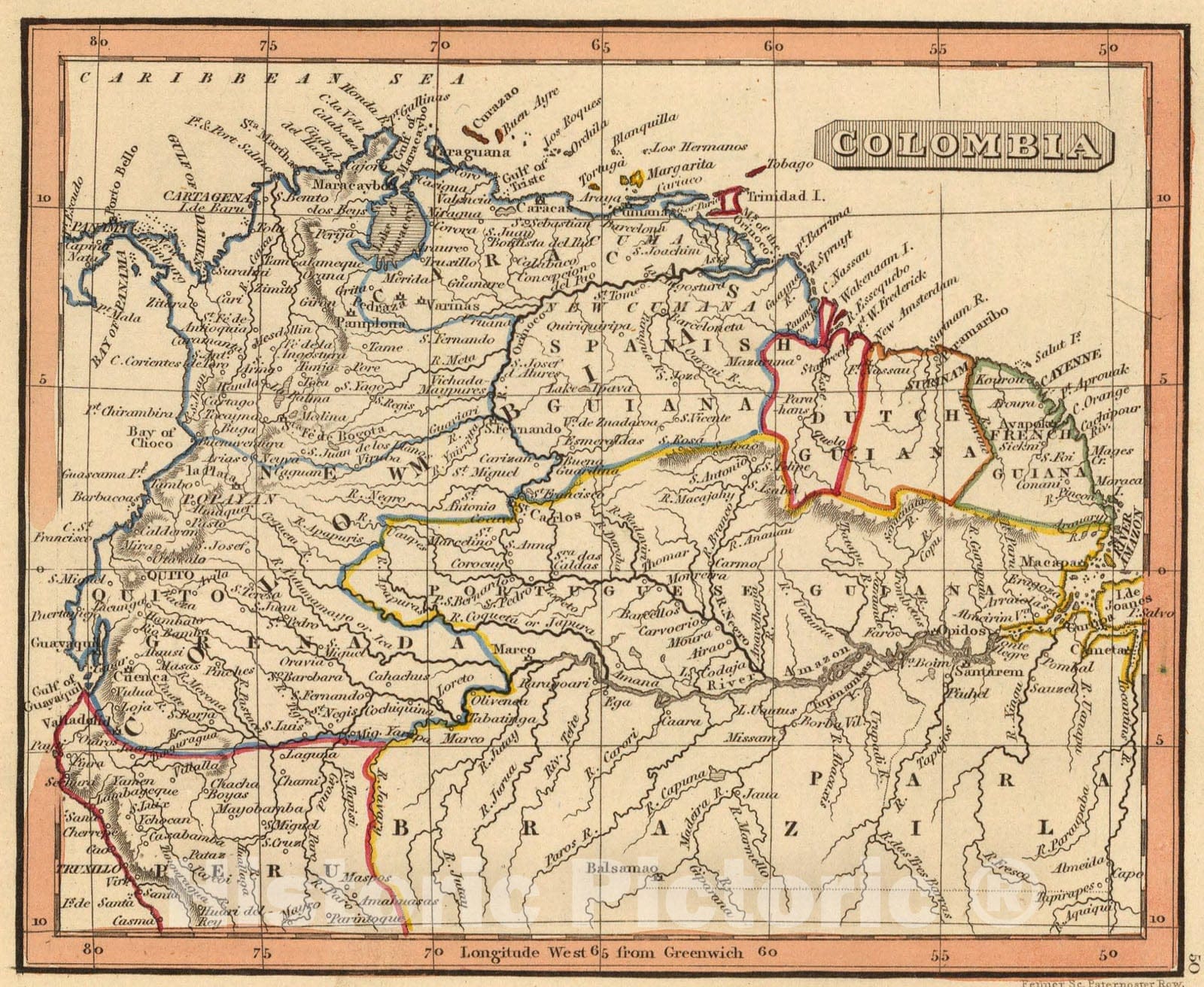 Historic Map : Colombia., 1835, Vintage Wall Art