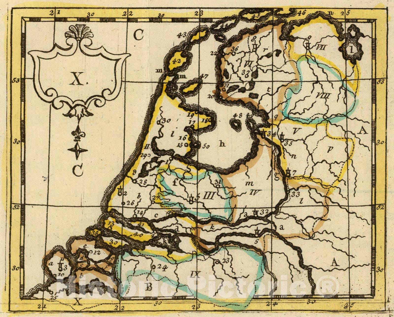 Historic Map : (Provinces-Unies), 1784, Vintage Wall Art