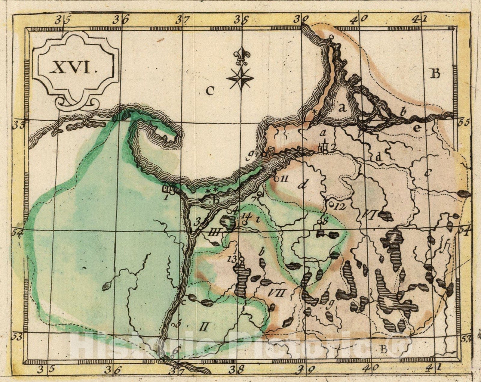 Historic Map : (La Prusse), 1784, Vintage Wall Art