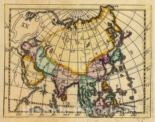 Historic Map : (L'Asie), 1784, Vintage Wall Art
