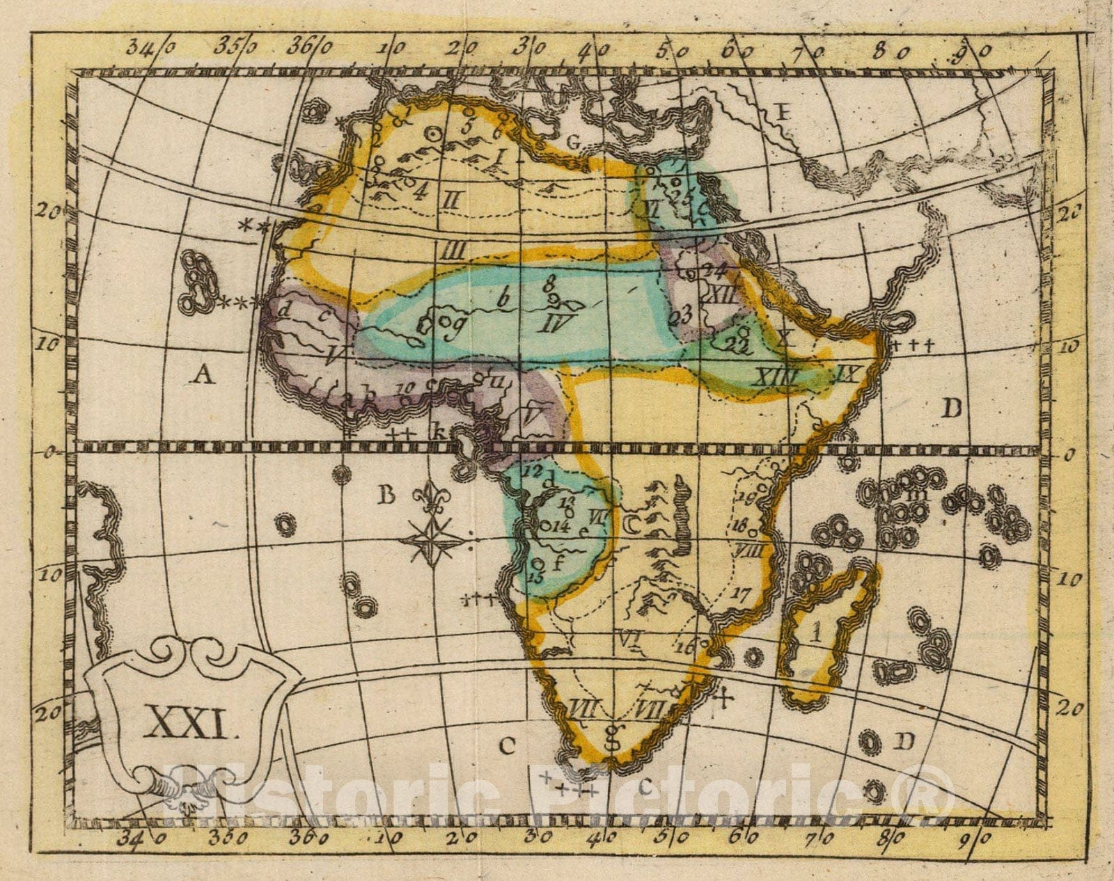 Historic Map : (L'Afrique), 1784, Vintage Wall Art