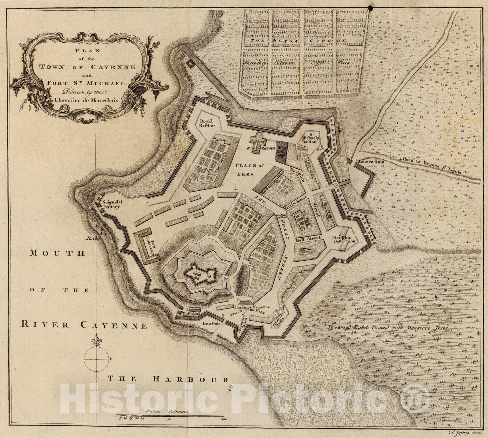 Historic Map : Cayenne, Ft. St. Michael., 1760, Vintage Wall Art