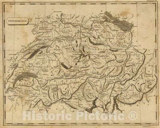 Historic Map : Switzerland., 1812, Vintage Wall Art